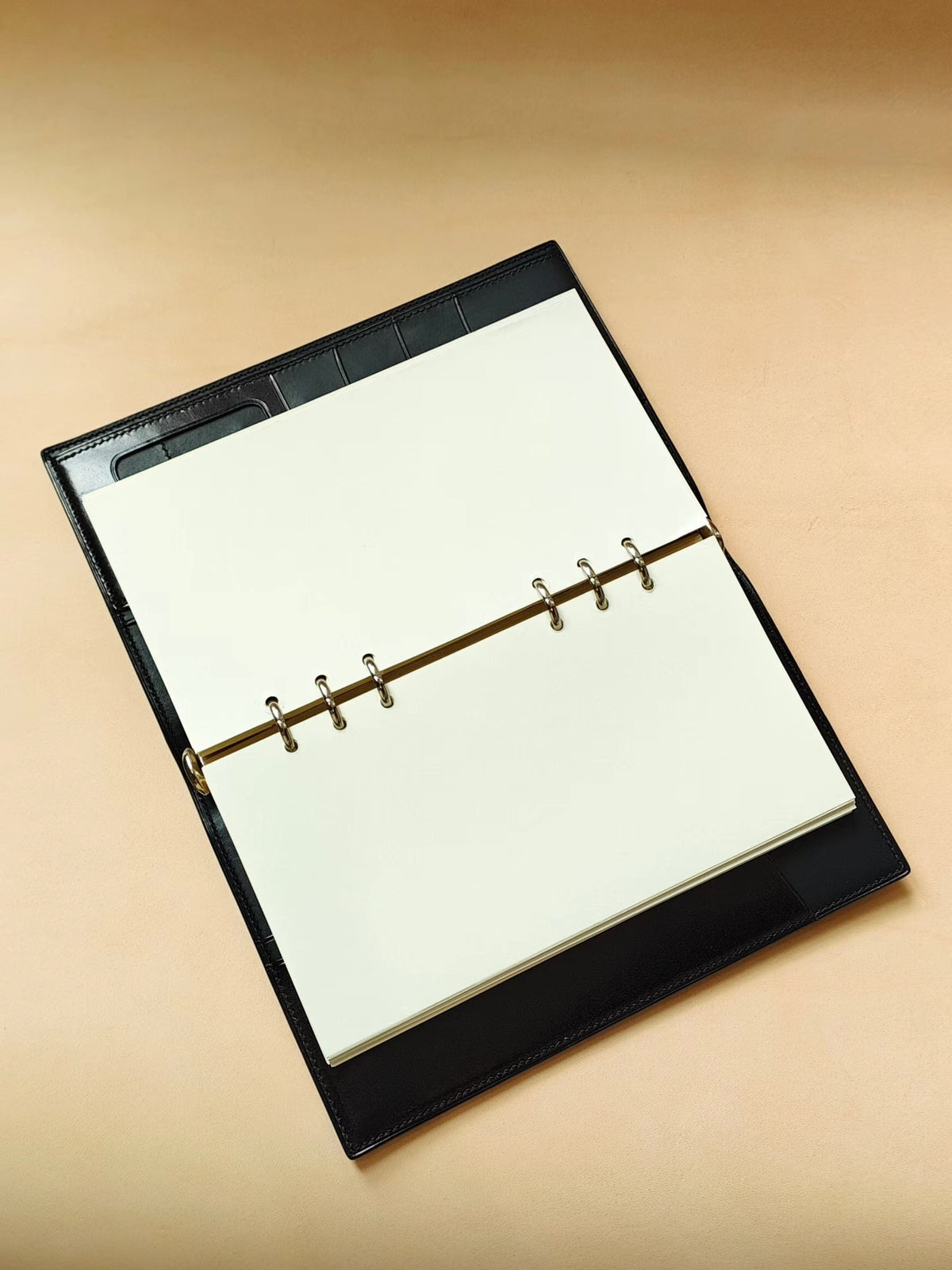 A5 Slim Loose Leaf Notebook Black Leather