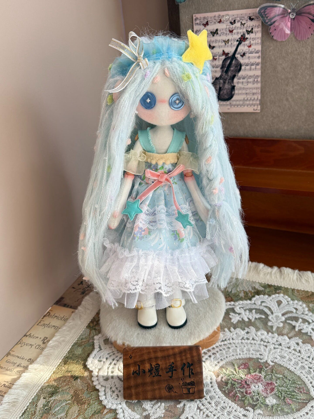 Button Eye Doll 30cm Blue