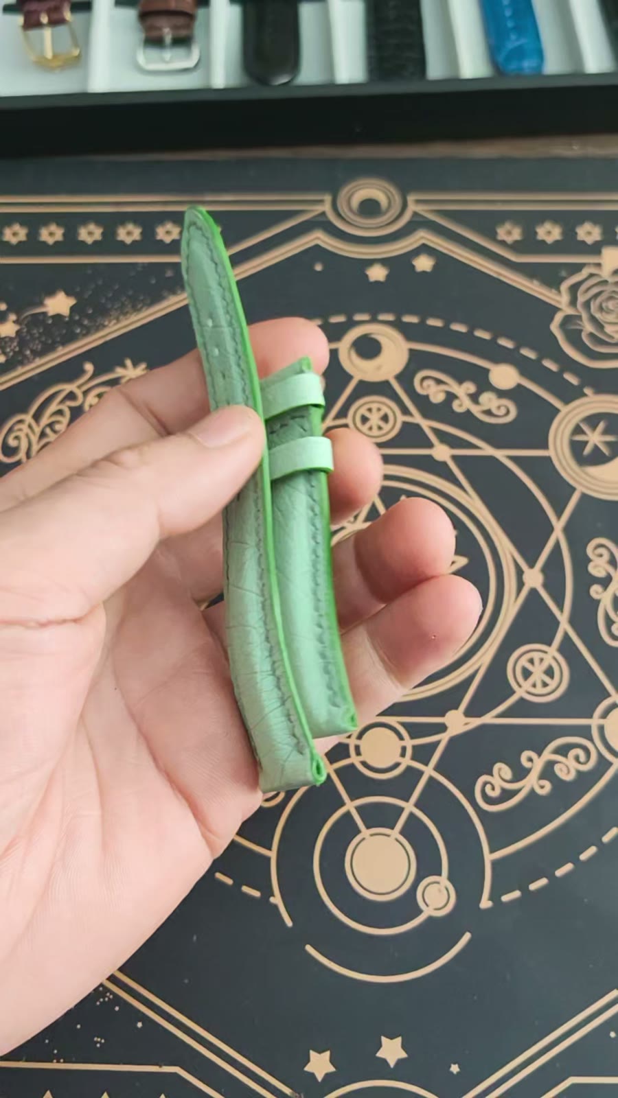 Handmade Ostrich Leather Watch Strap Apple Green