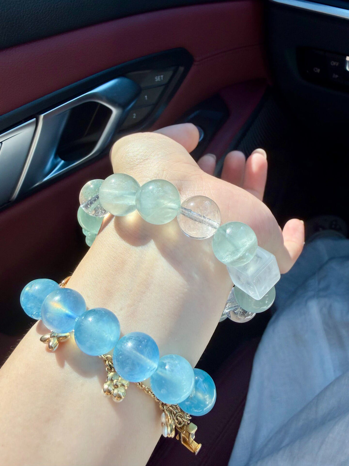 Bracelet en perles de cristal fluorite vert Mambo