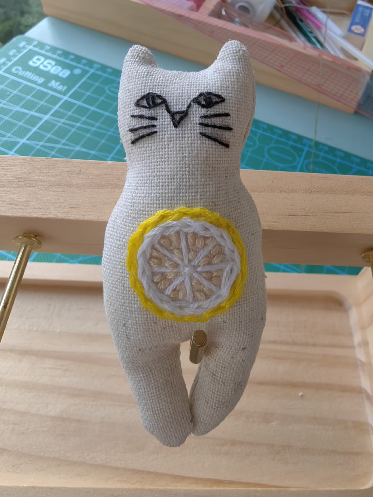 Embroidered Cat Sachet Keychain Brooch Pendant
