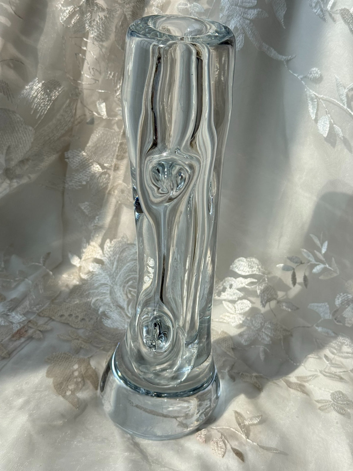 Vintage Clear Glass Tree Stump Vase