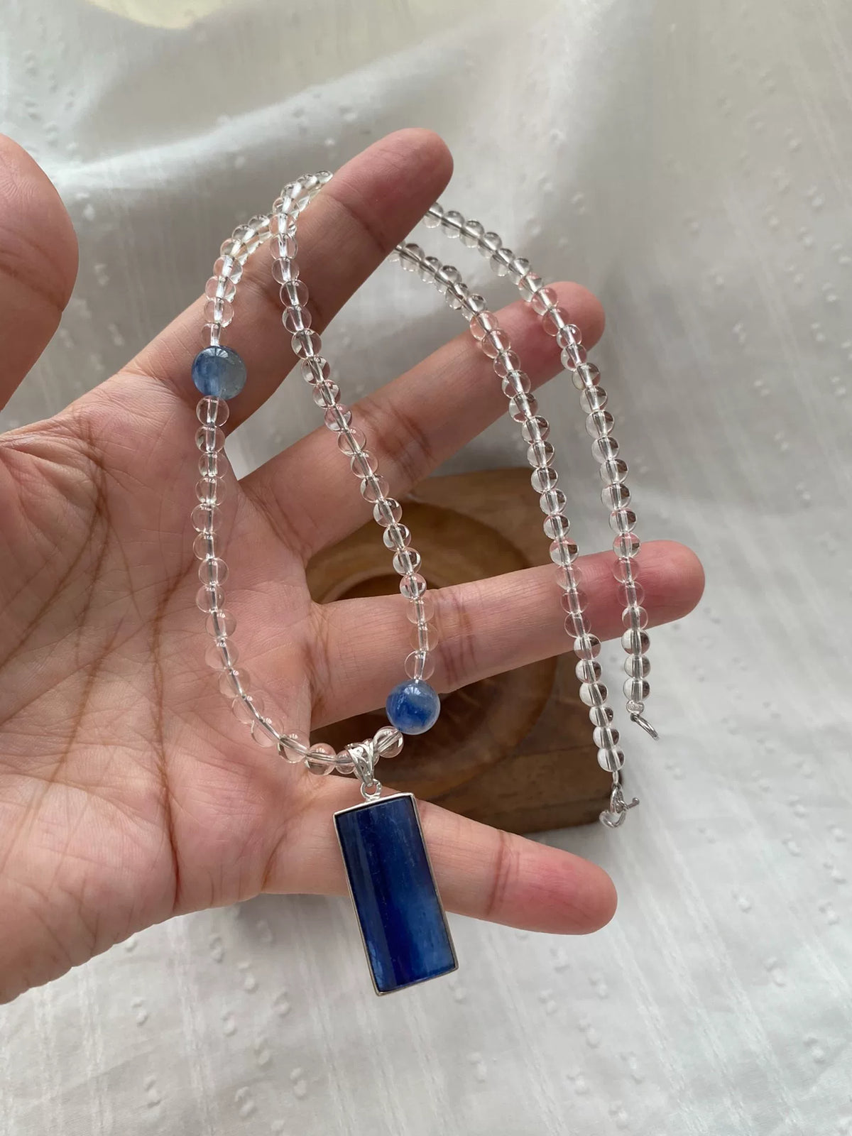 Collana Cianite e Cristallo Bianco Argento S925