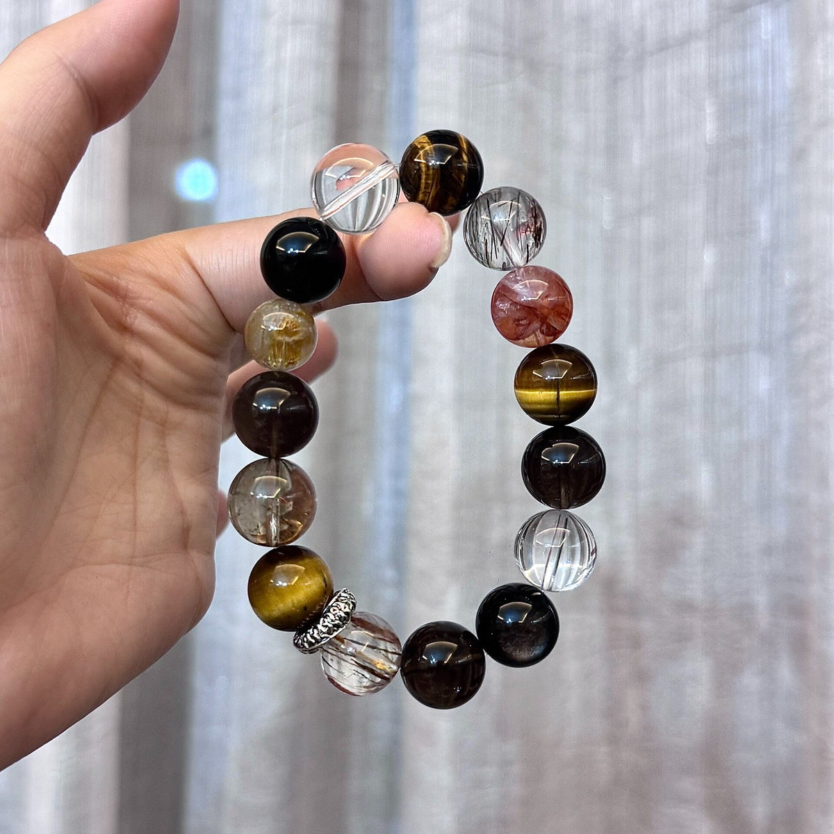 Natural Stone Beaded Bracelet 14mm