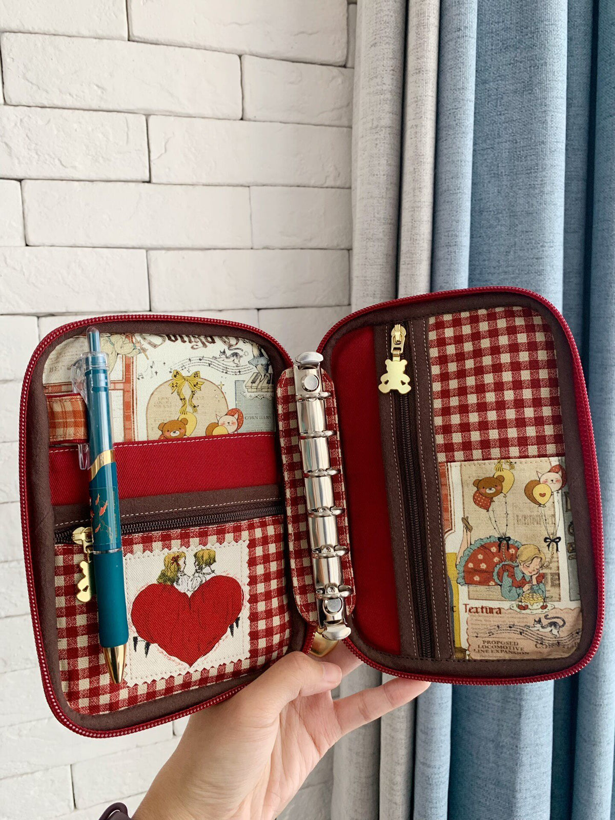 Canvas Fabric Organizer Case with Vintage Print