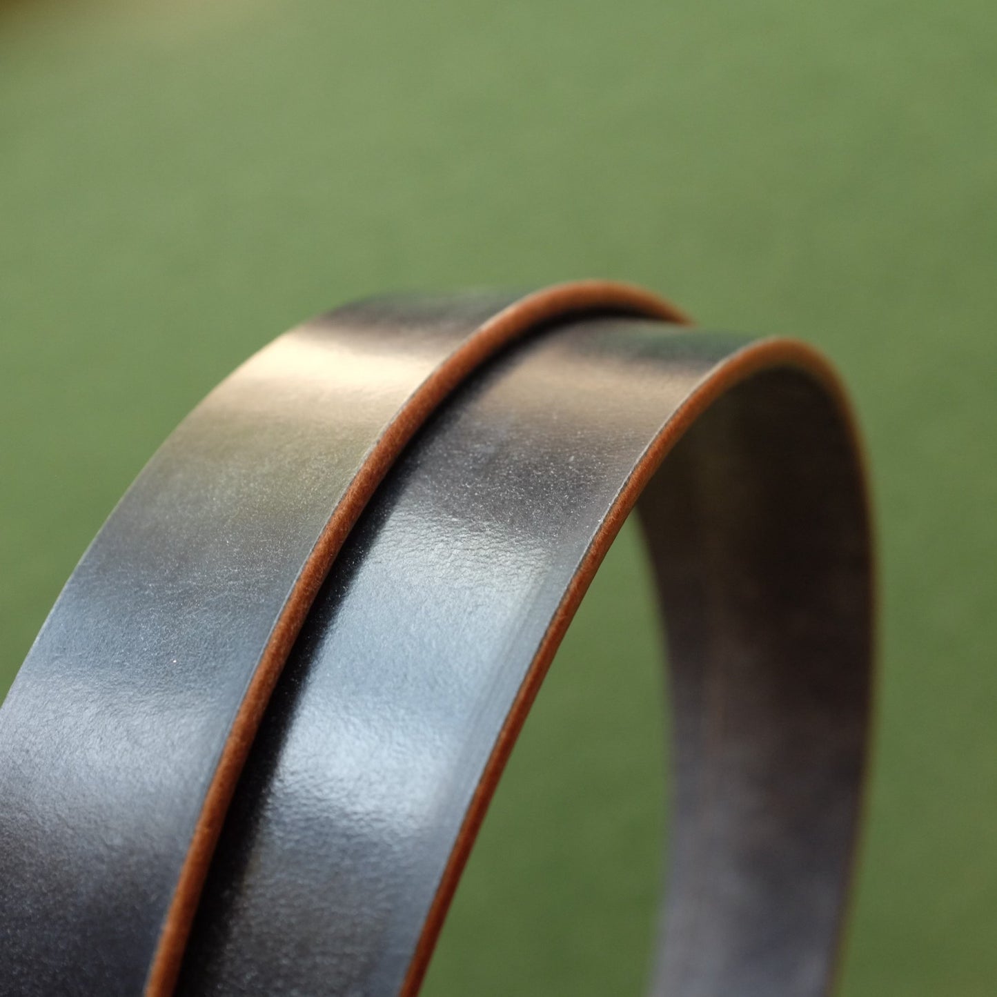 Dark Brown Leather Belt with Polished Brass Buckle