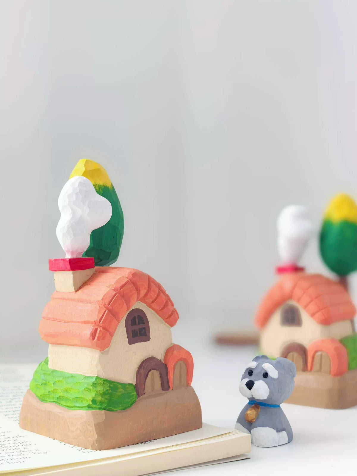 Hand Carved Wood Fairy Tale Cottage Figurine