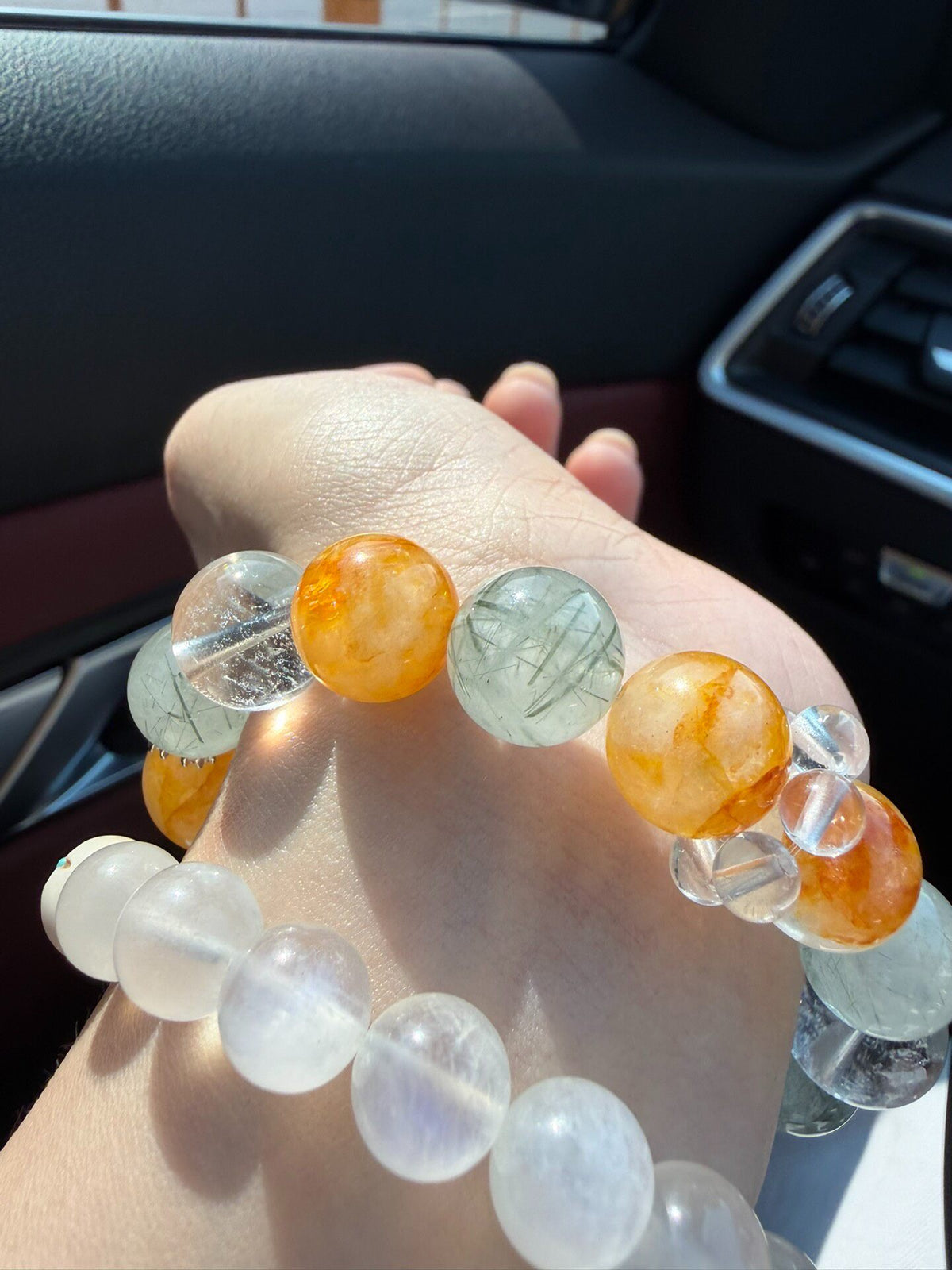 Green Rutilated Quartz Crystal Bracelet