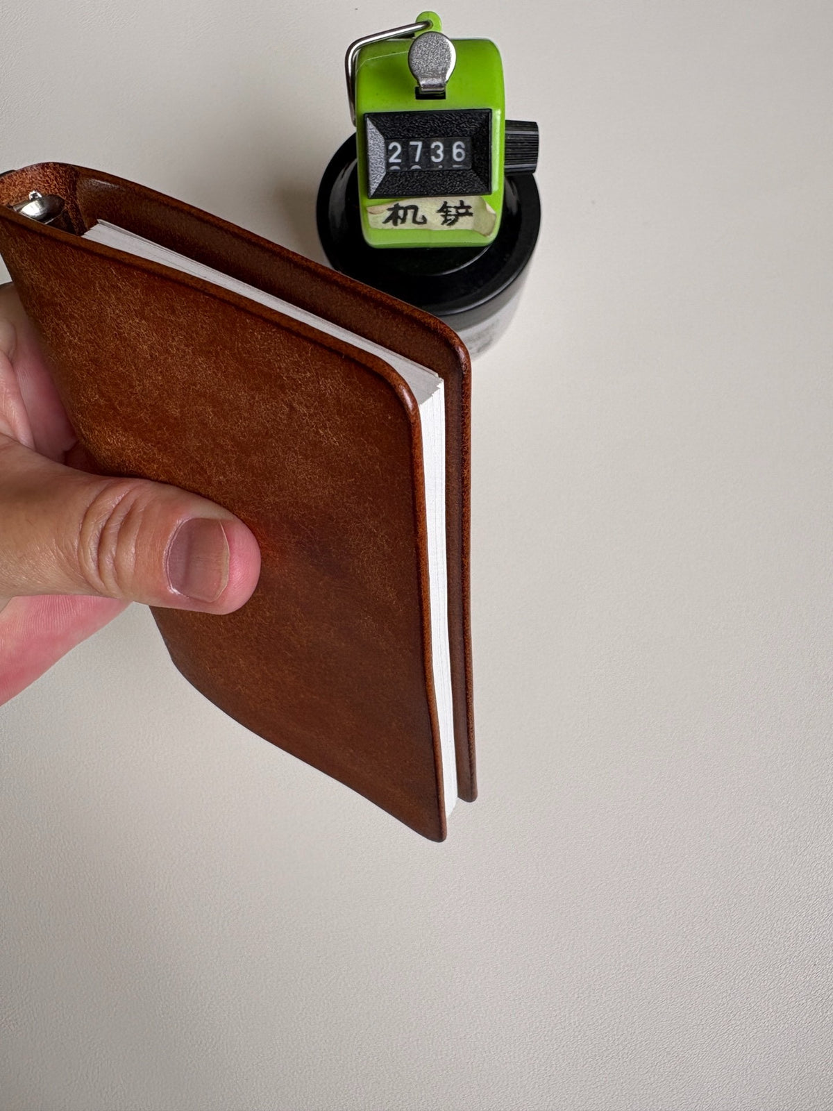 Handcrafted Leather Binder M5 Rings Yellow Brown