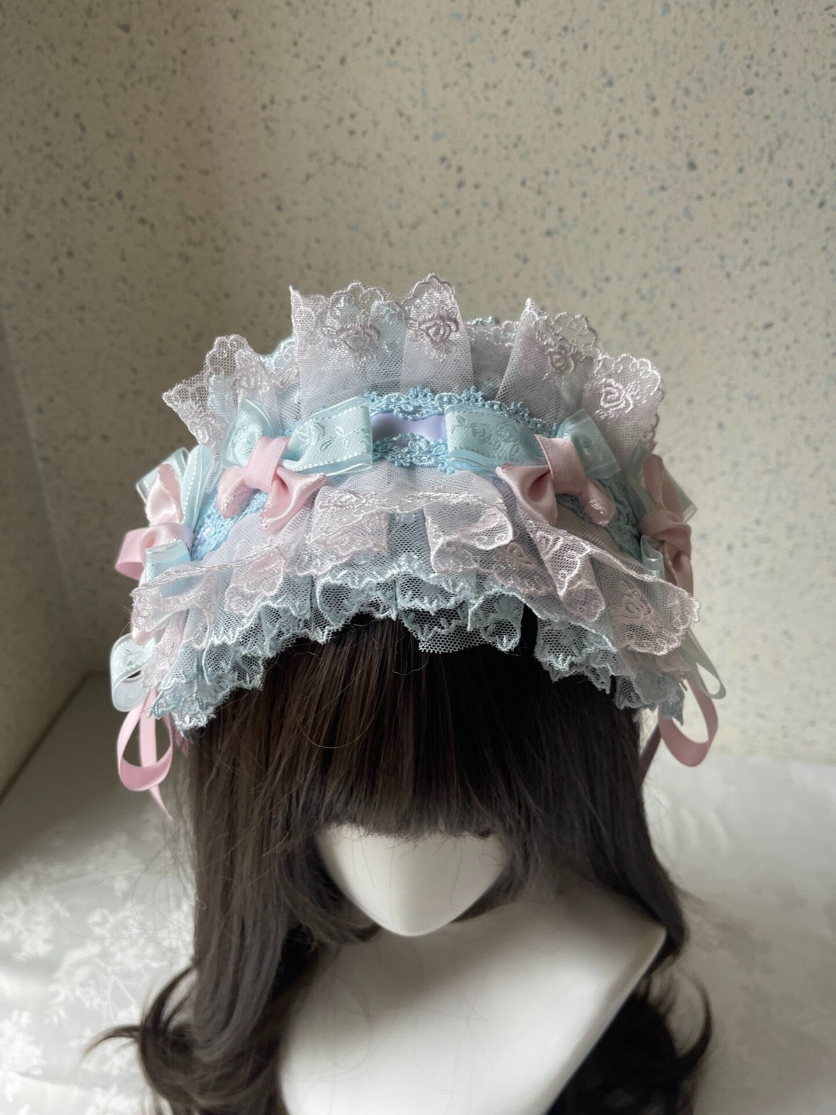 Lolita Lace Headband Powder Blue Pink Bows