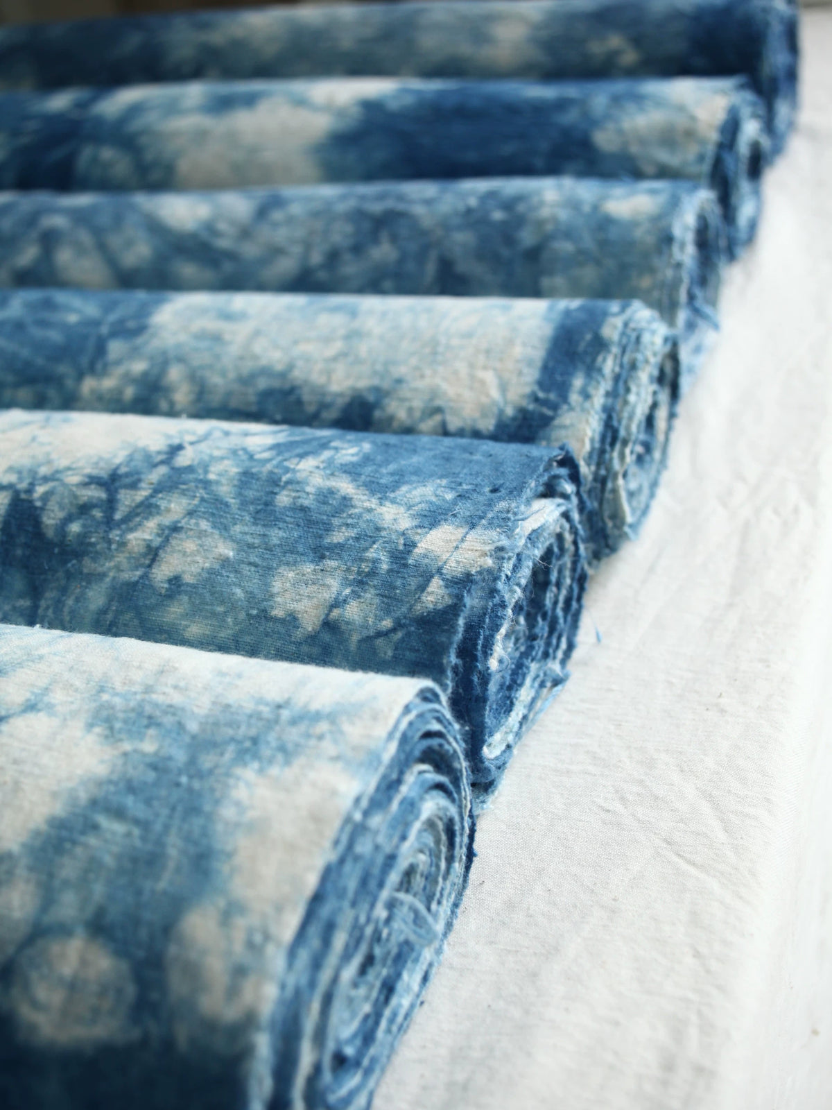 Indigo Tie-Dye handgewebter Baumwollstoff