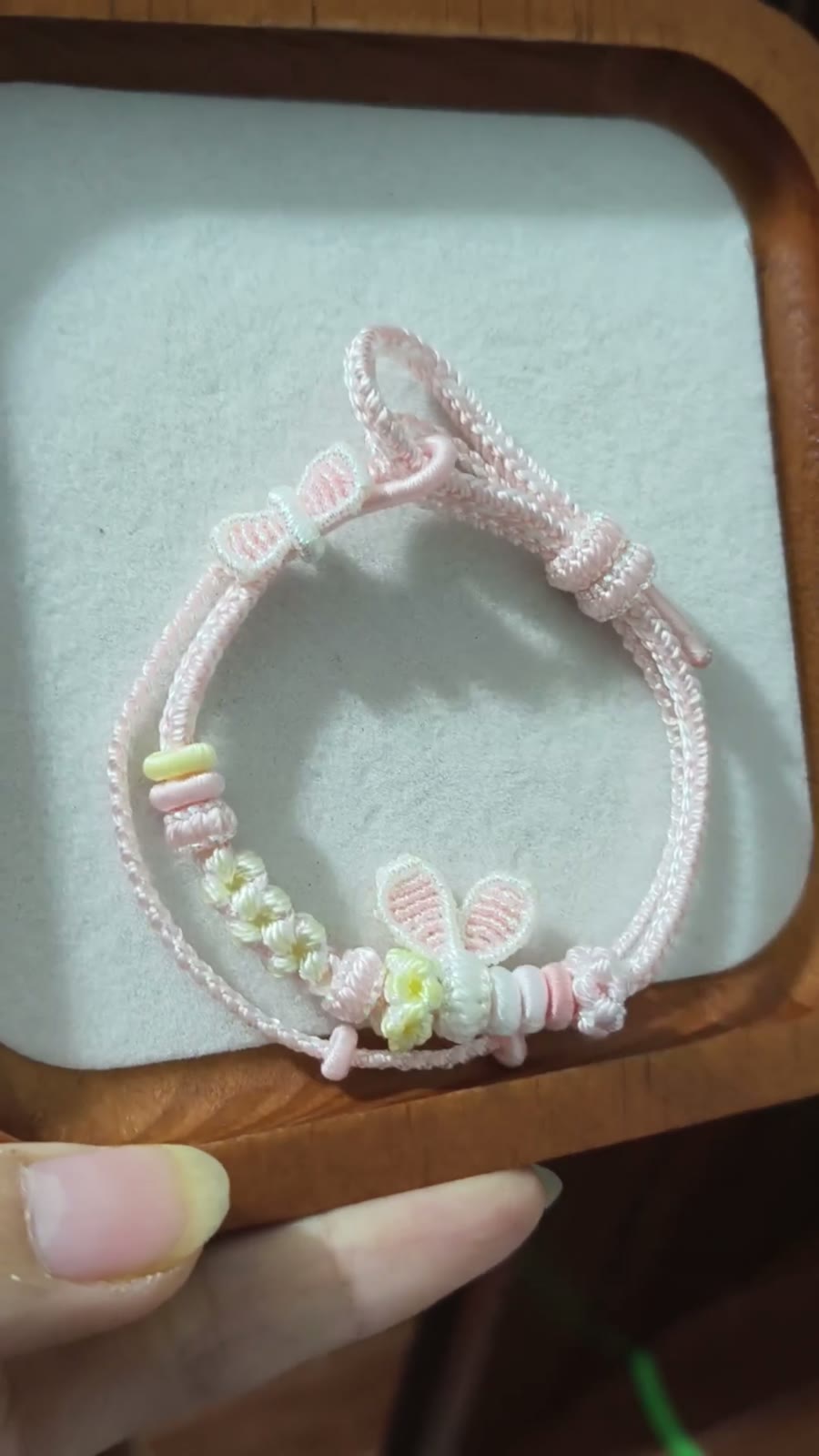 Handgewebt Rosa Weiß