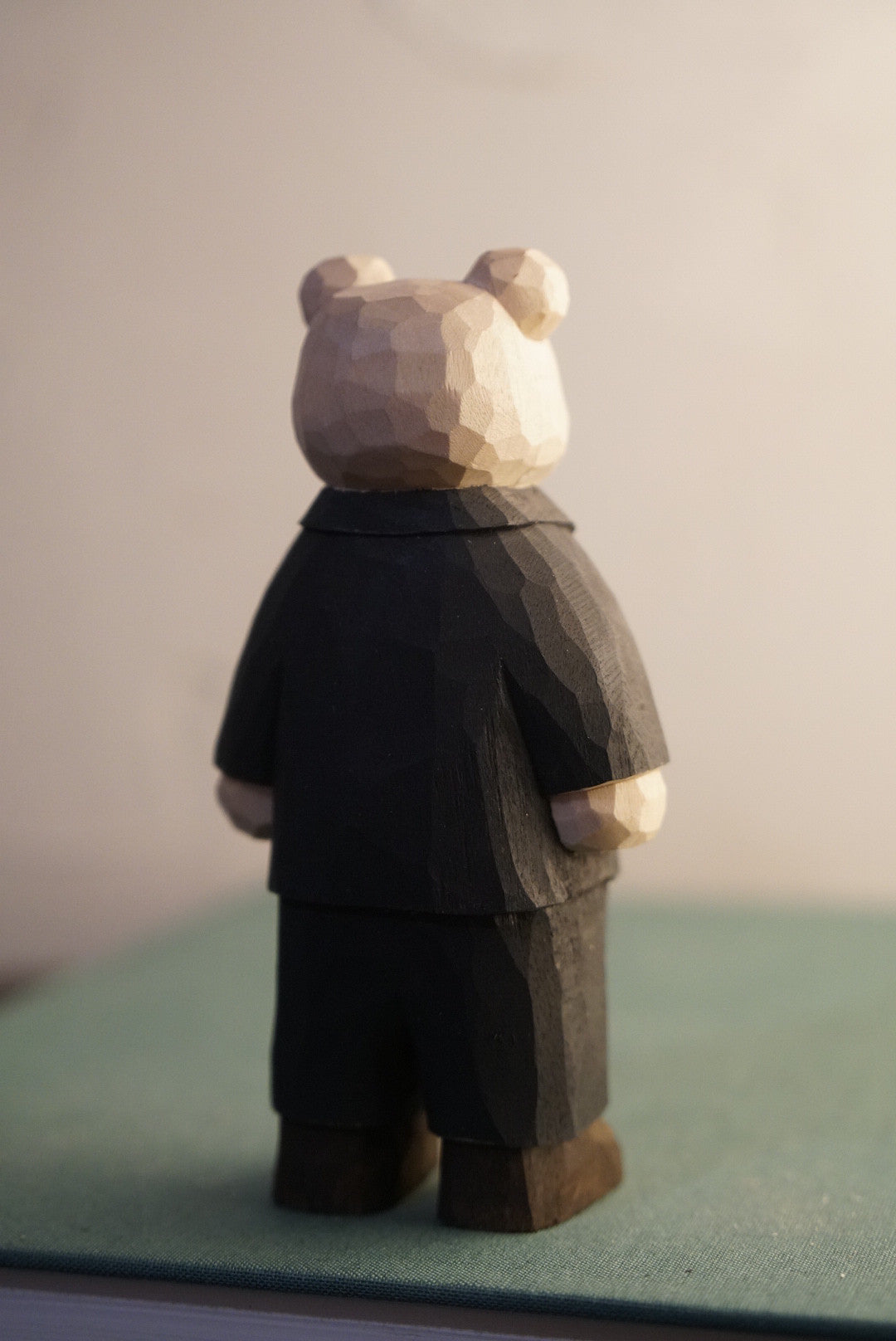 Handcrafted Basswood Bear Figurine in British Gentleman Suit