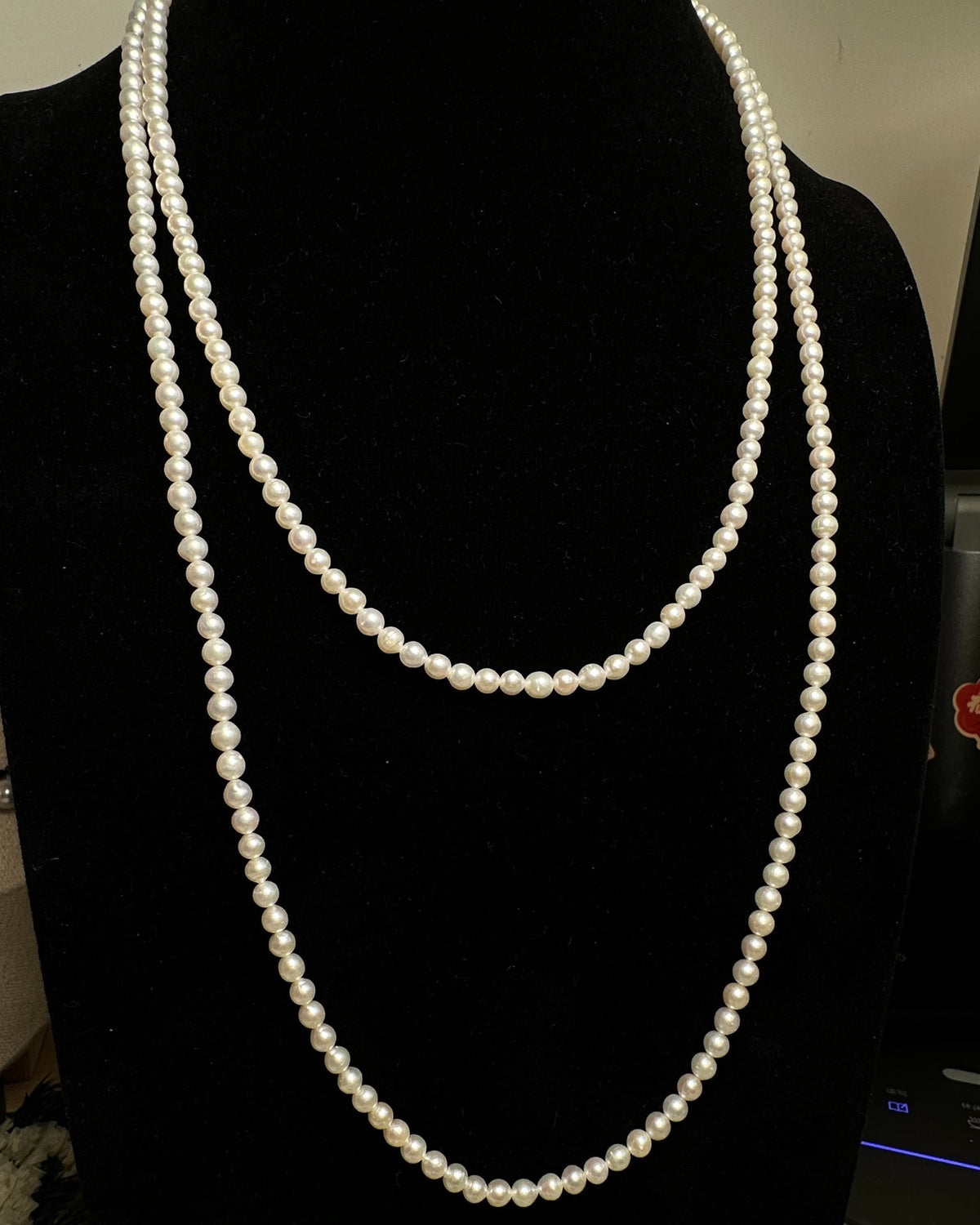 Collier trois rangs de perles naturelles 120 cm