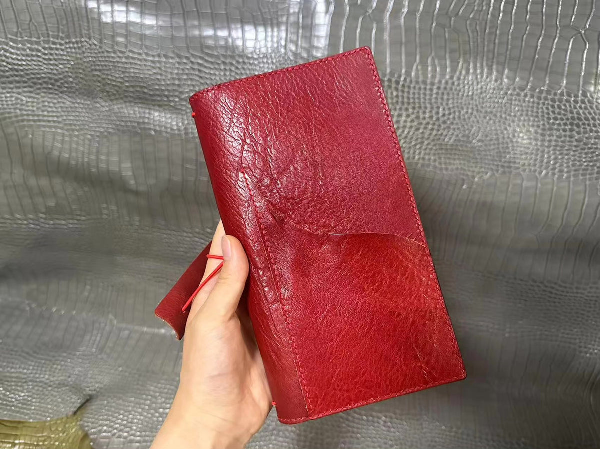 Handmade Red Leather Notebook Cover