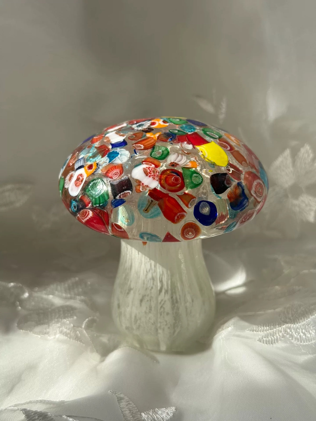 Ornamento Vintage Fungo in Vetro Millefiori Fluorescente