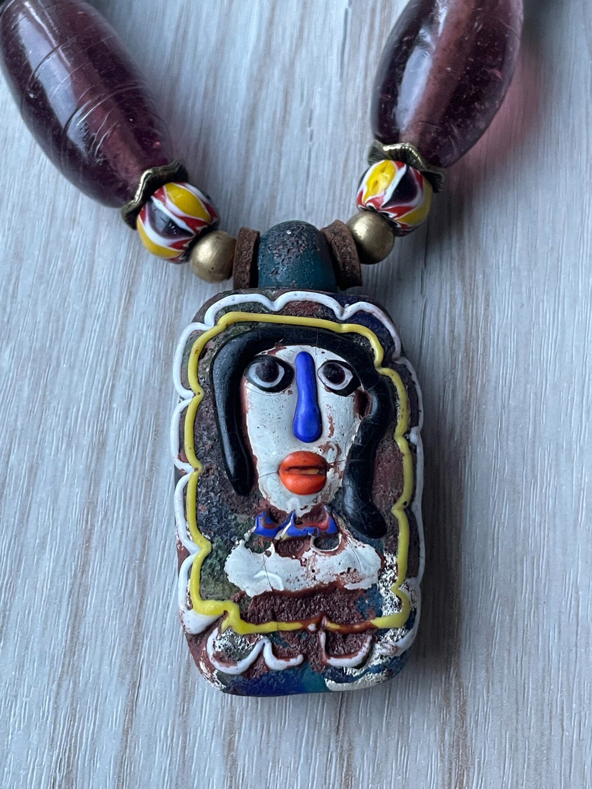 Phoenician Doll Glass Pendant Necklace