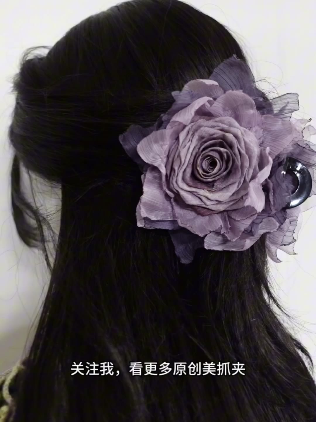Handmade Fabric Rose Claw Clip