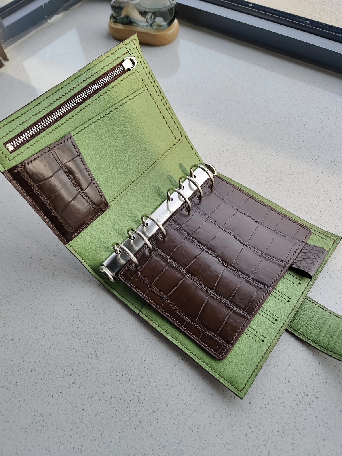 A6 Crocodile Leather Ring Binder Planner
