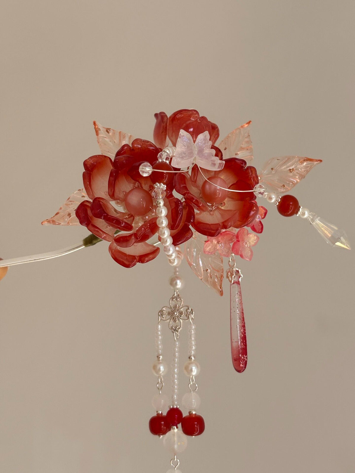 Red Liuli Tassel Buyao Hairpin
