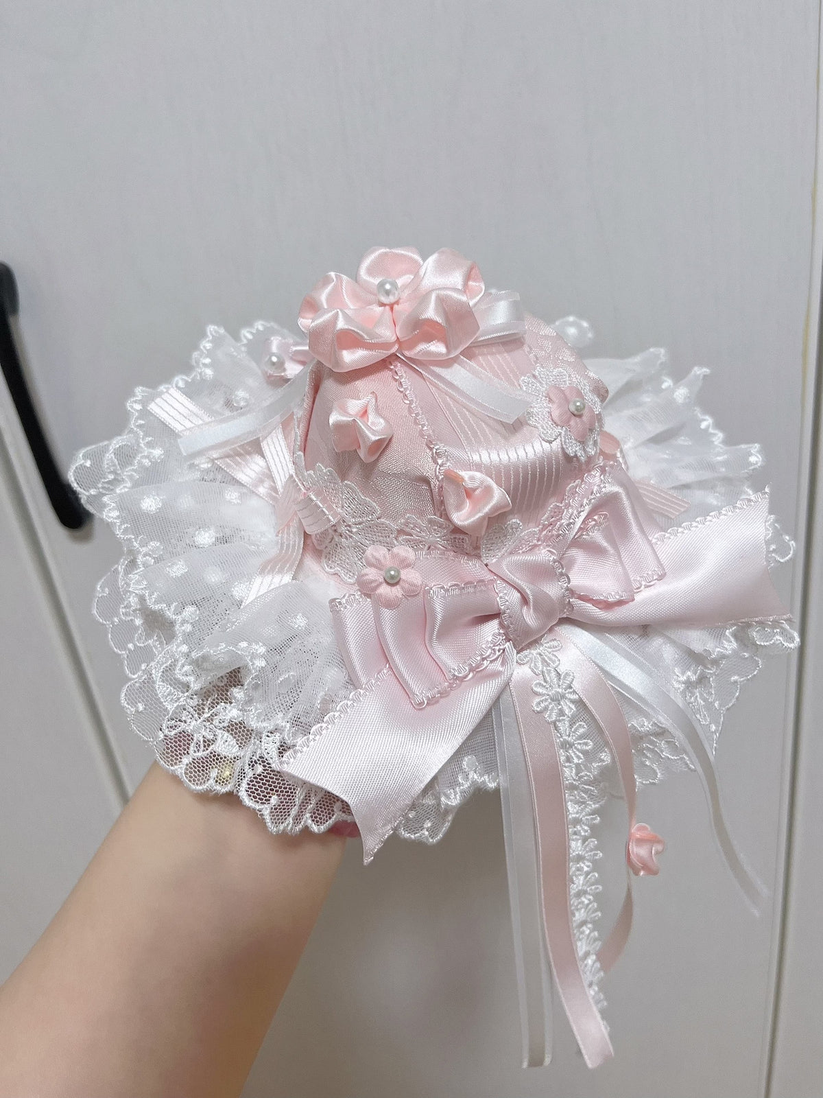Pink Cherry Blossom Formal Hat with Veil