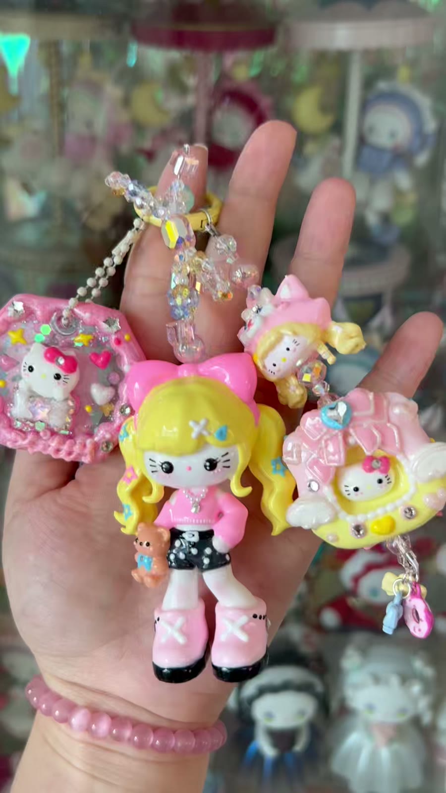 ハンドメイド ハローキティ ドール スマチャーム キーホルダー