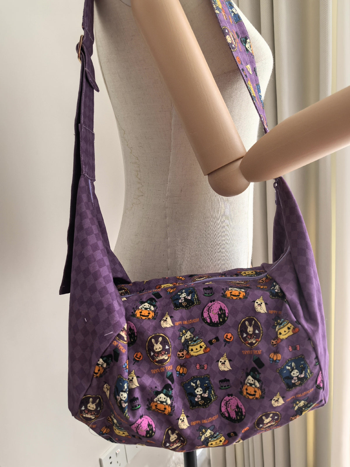 Halloween Print Purple Hobo Shoulder Bag