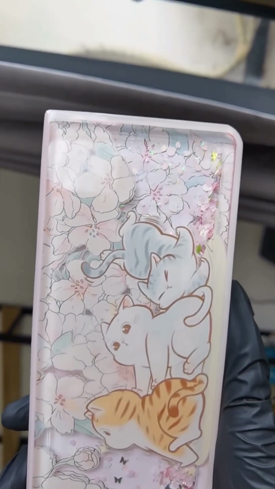 Resin Cherry Blossom Cat Keyboard Wrist Rest