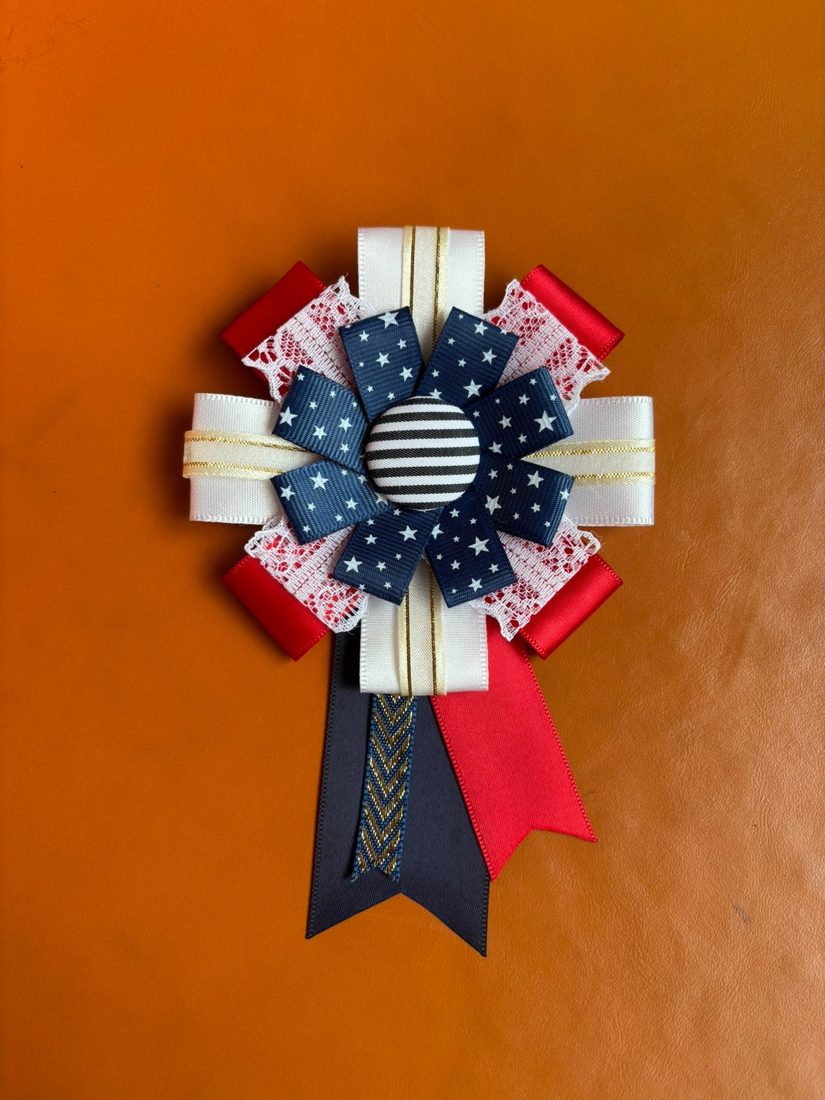 American Collegiate Corsage Brooch Red