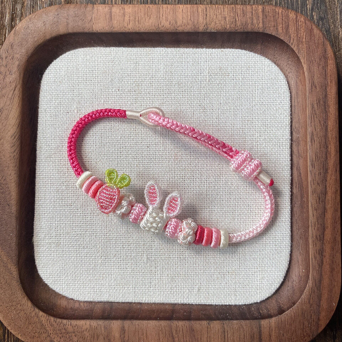 Pink Rabbit Braided Rope Bracelet