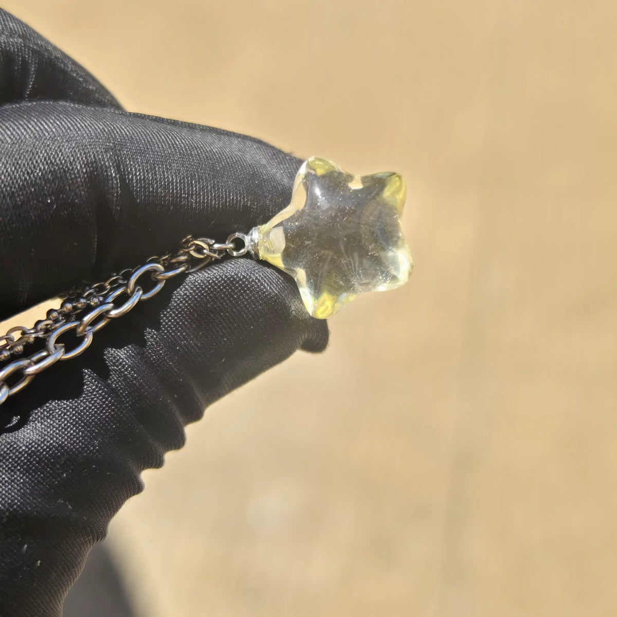Lemon Quartz Star Layered Necklace Titanium Steel