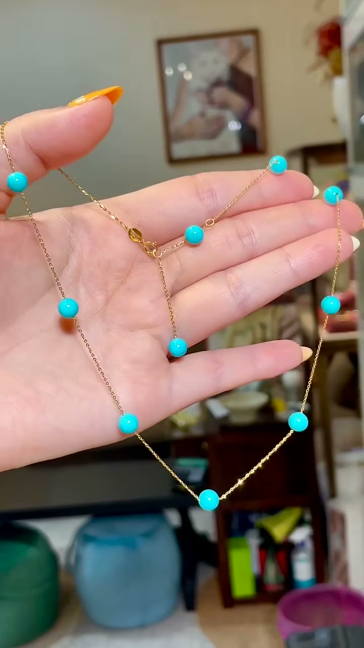 18k Gold Sleeping Beauty Turquoise Necklace