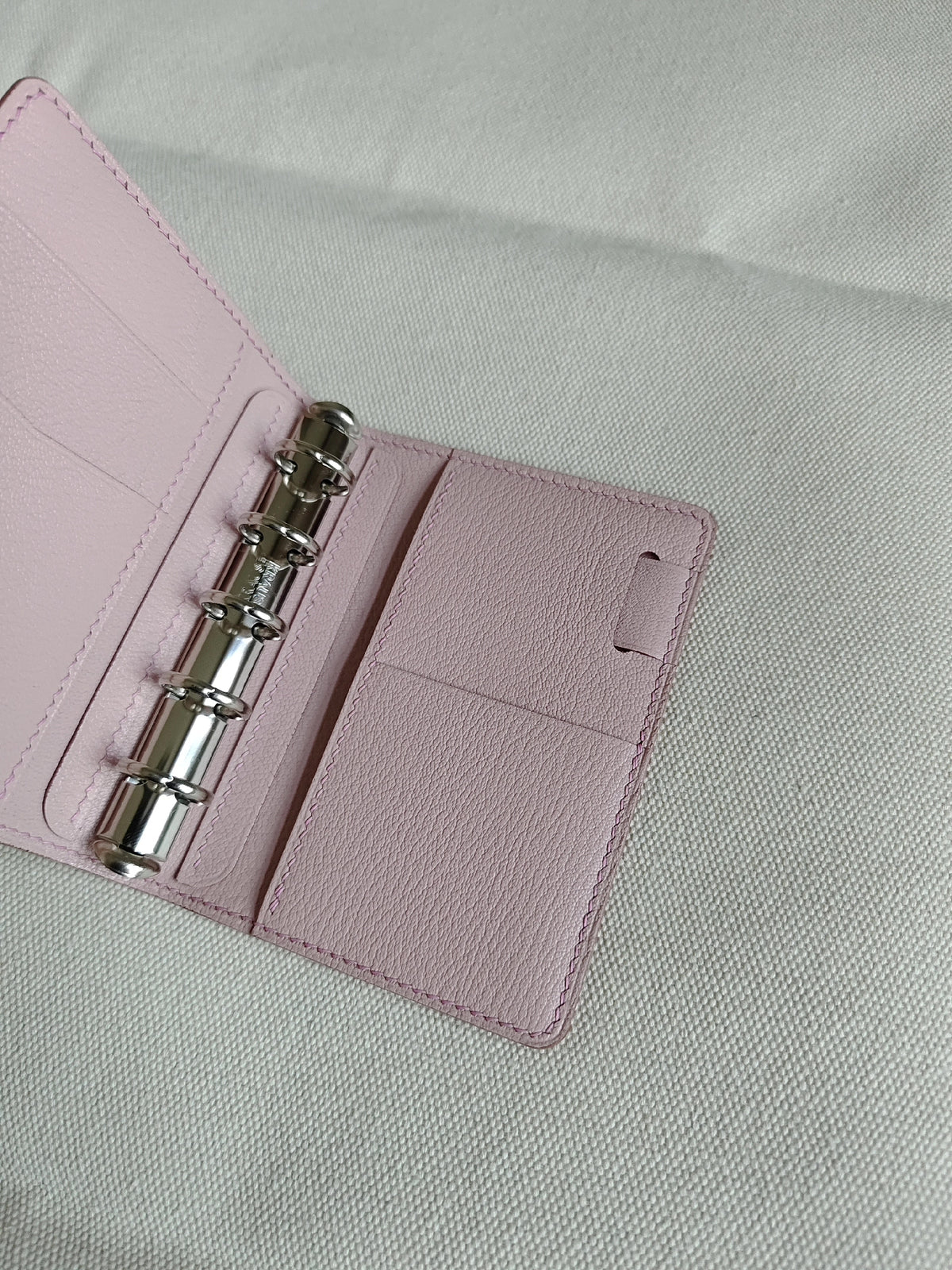 Pink Bridle Leather A8 Ring Binder Notebook