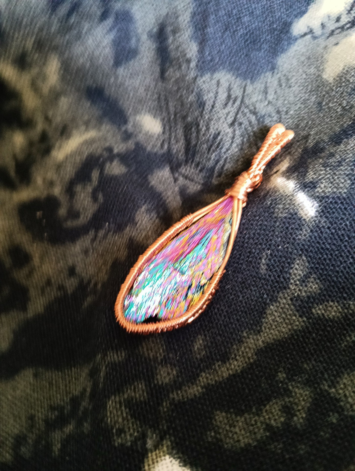 Copper Wire Wrapped Teardrop Pendant