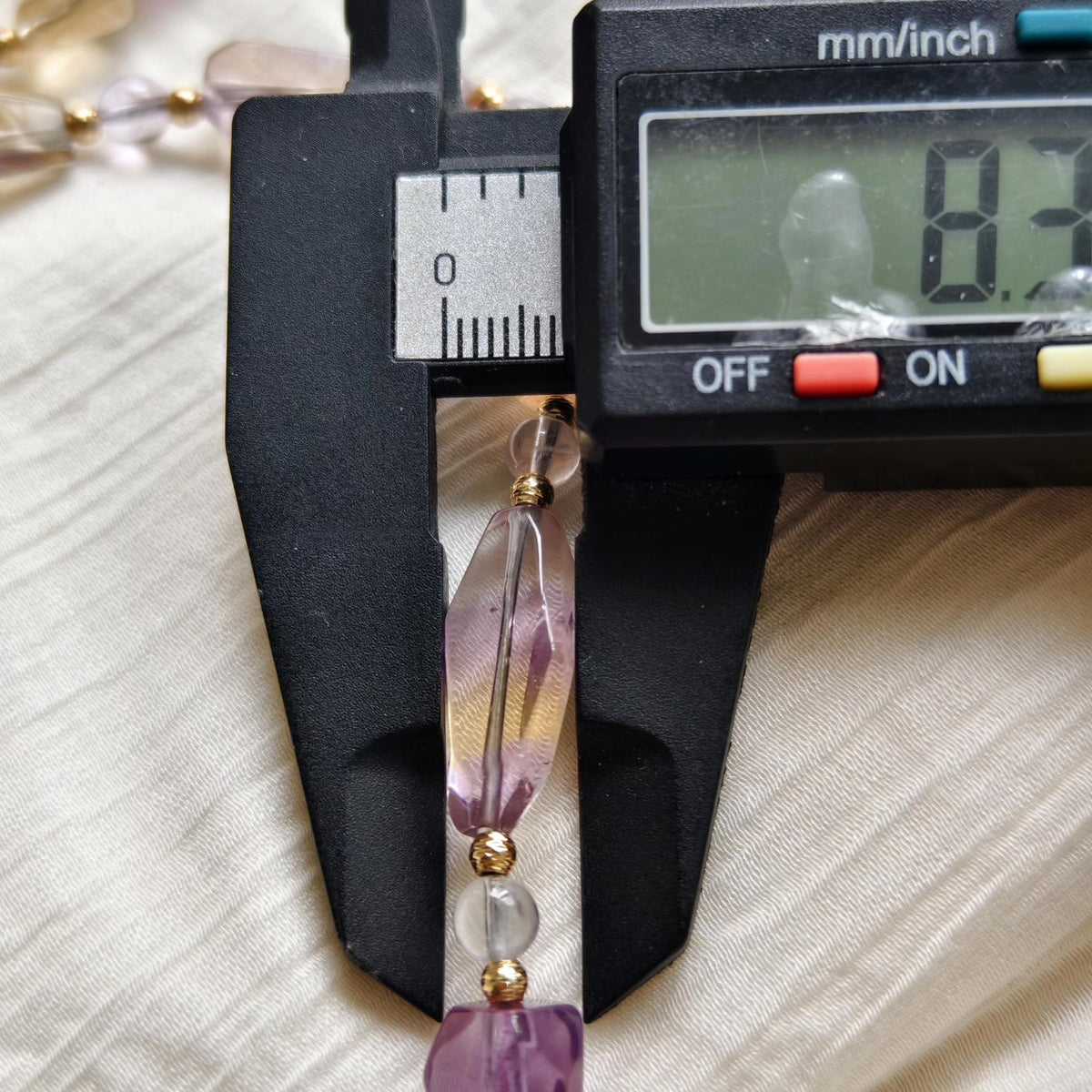 Ametrin Halskette- und Armbandset Titanstahl