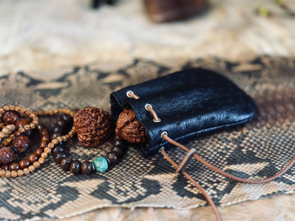 Handcrafted Leather Drawstring Pouch for Jewelry, EDC, and Collectibles - 10x15cm