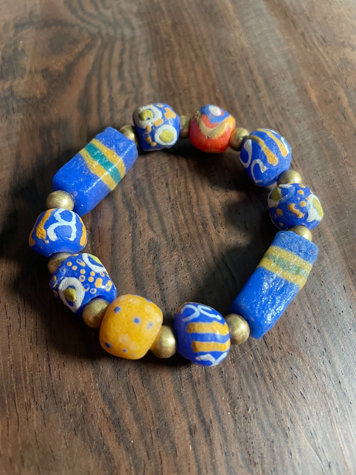 Hand Painted African Trade Bead Bracelet