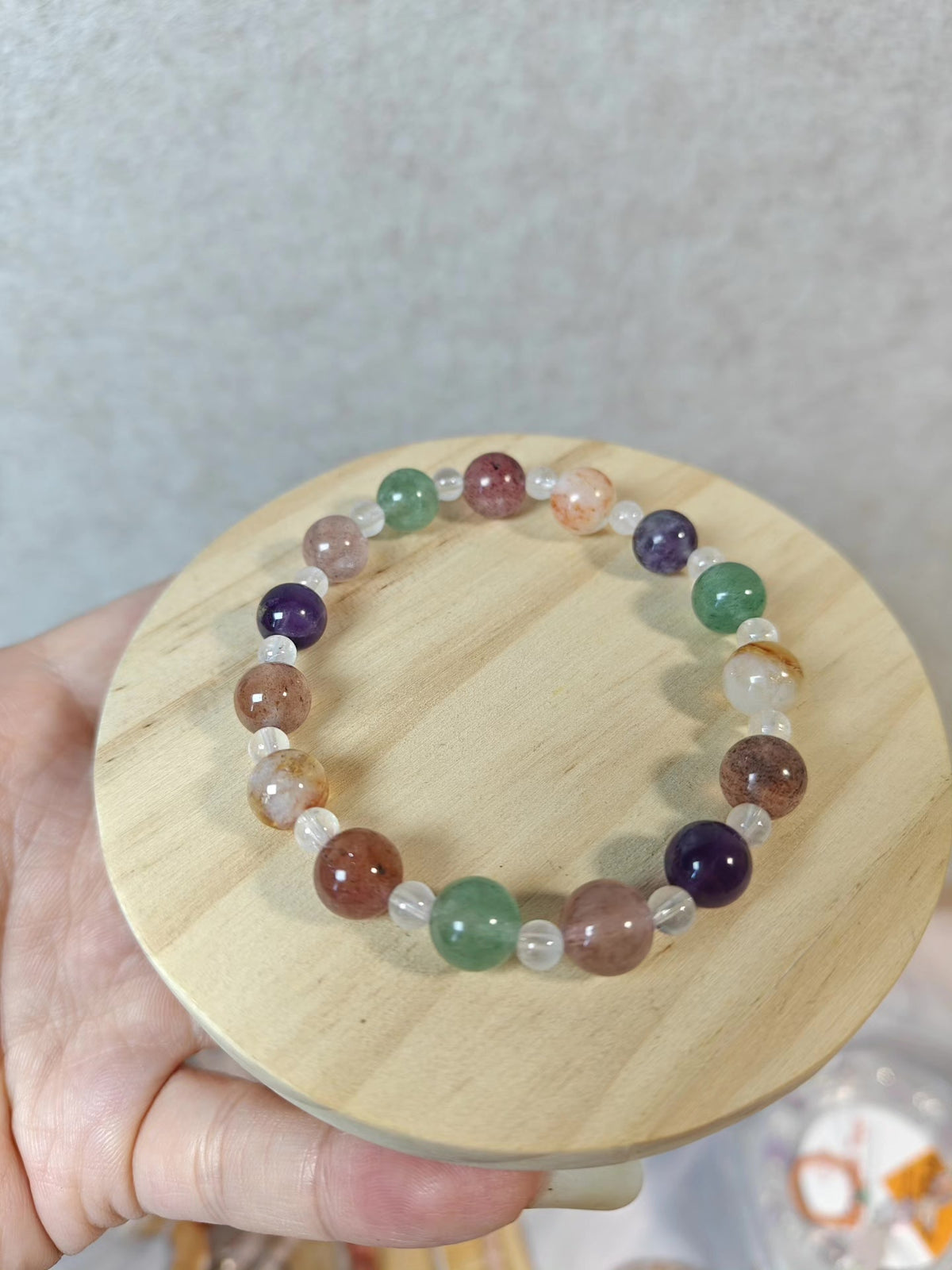 Natural Crystal Beaded Bracelet Round Beads