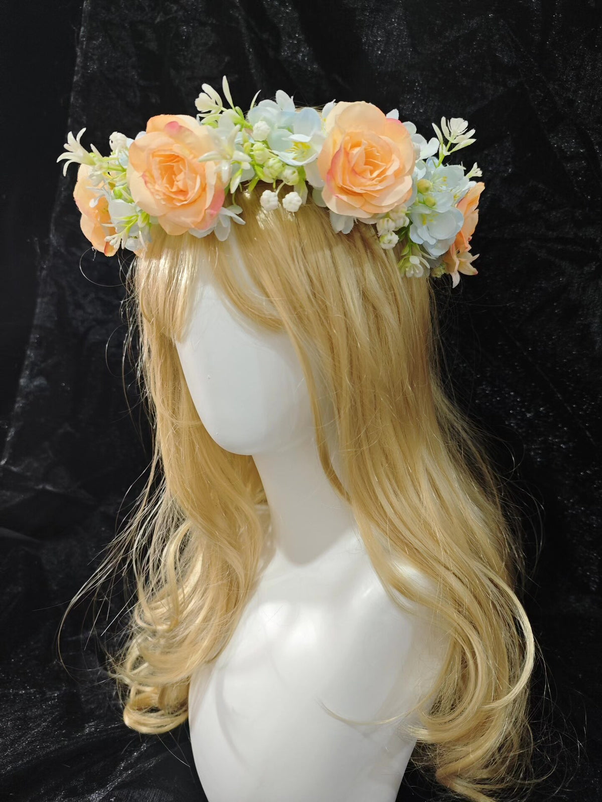 Orange Rose Floral Headpiece Handcrafted Crown