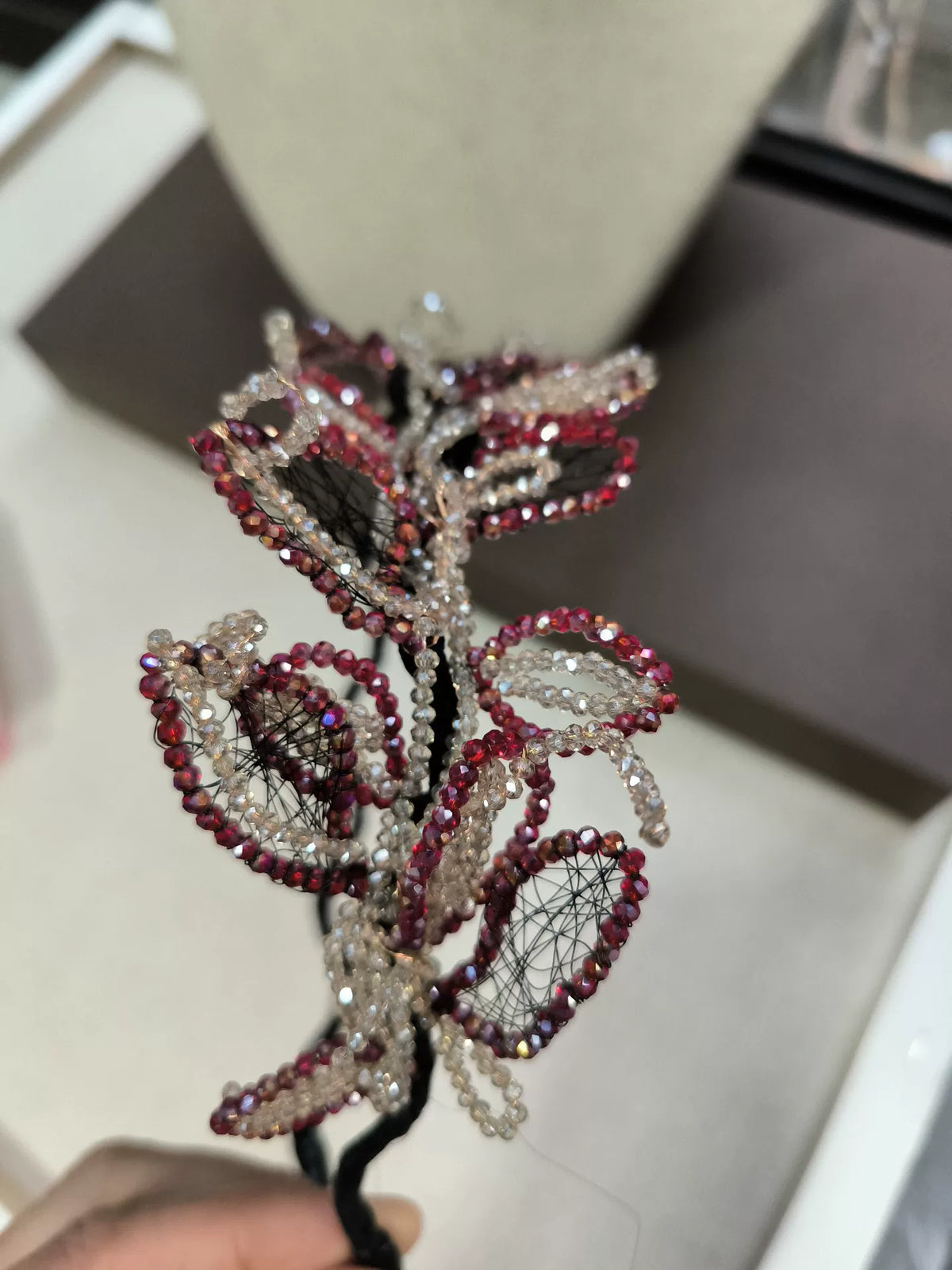 Copper Wire Red Crystal Bead Headband