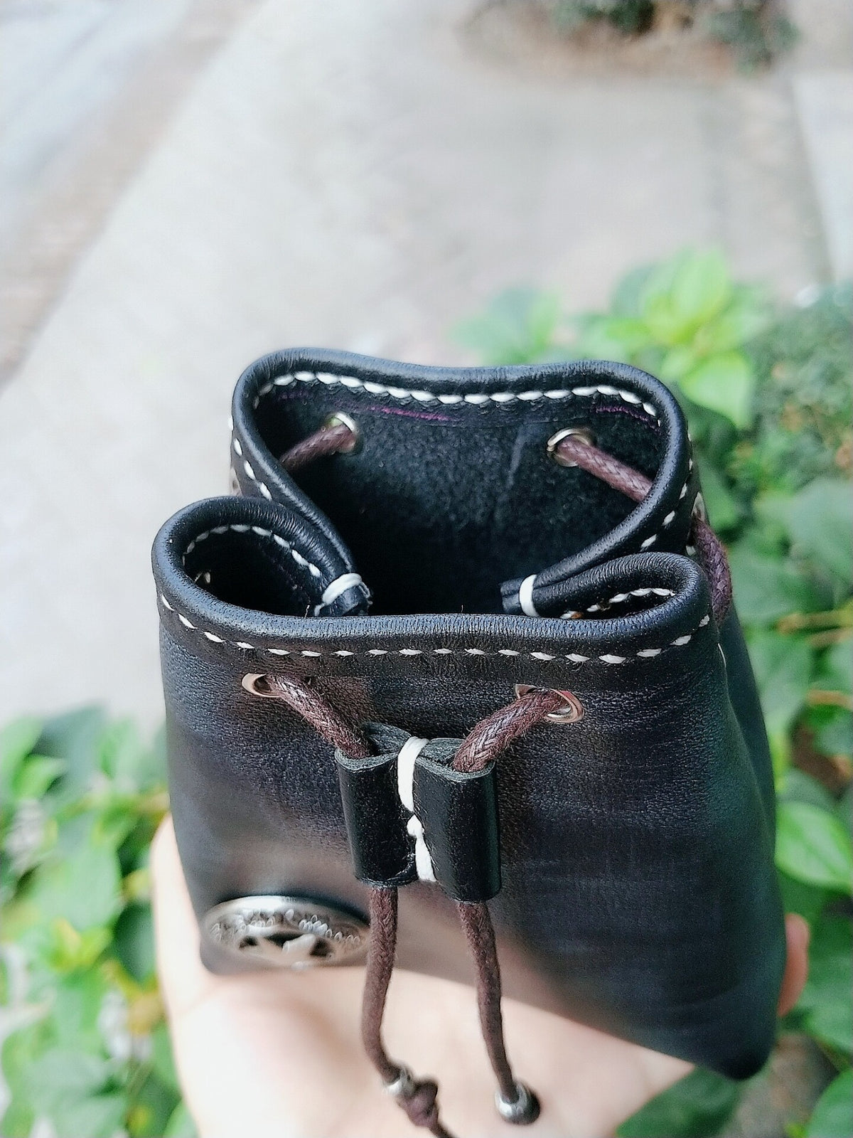 Handmade Leather Drawstring Pouch