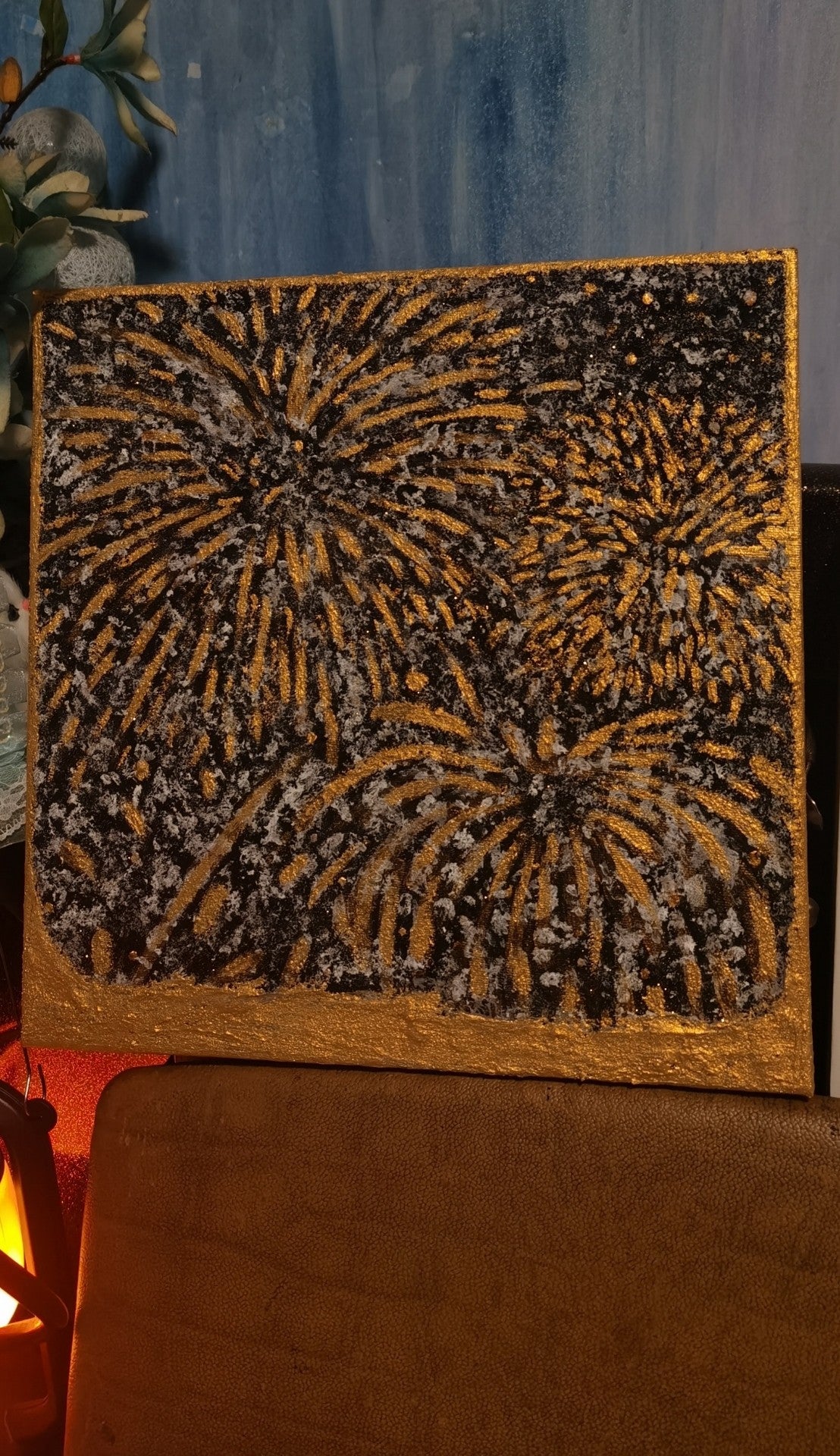 Textured Firework Art Black Gold
