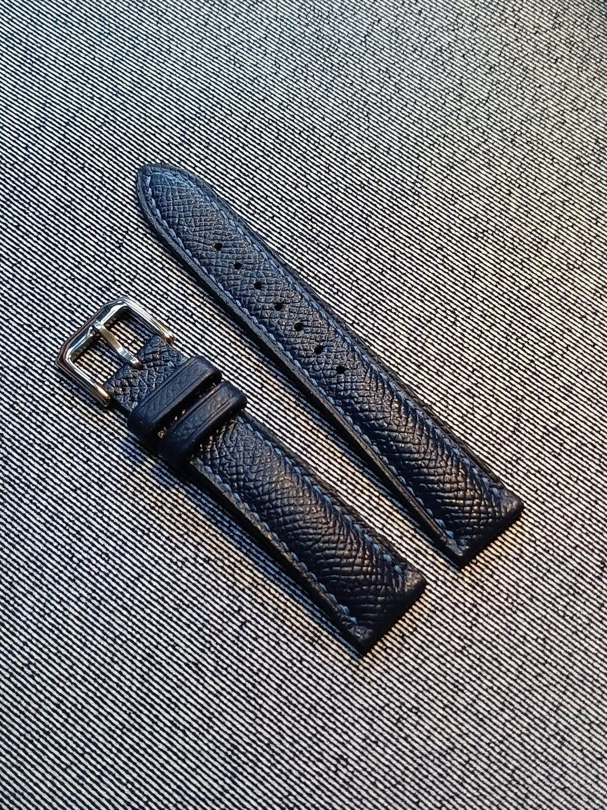 Epsom Leather Watch Strap Deep Navy 18mm