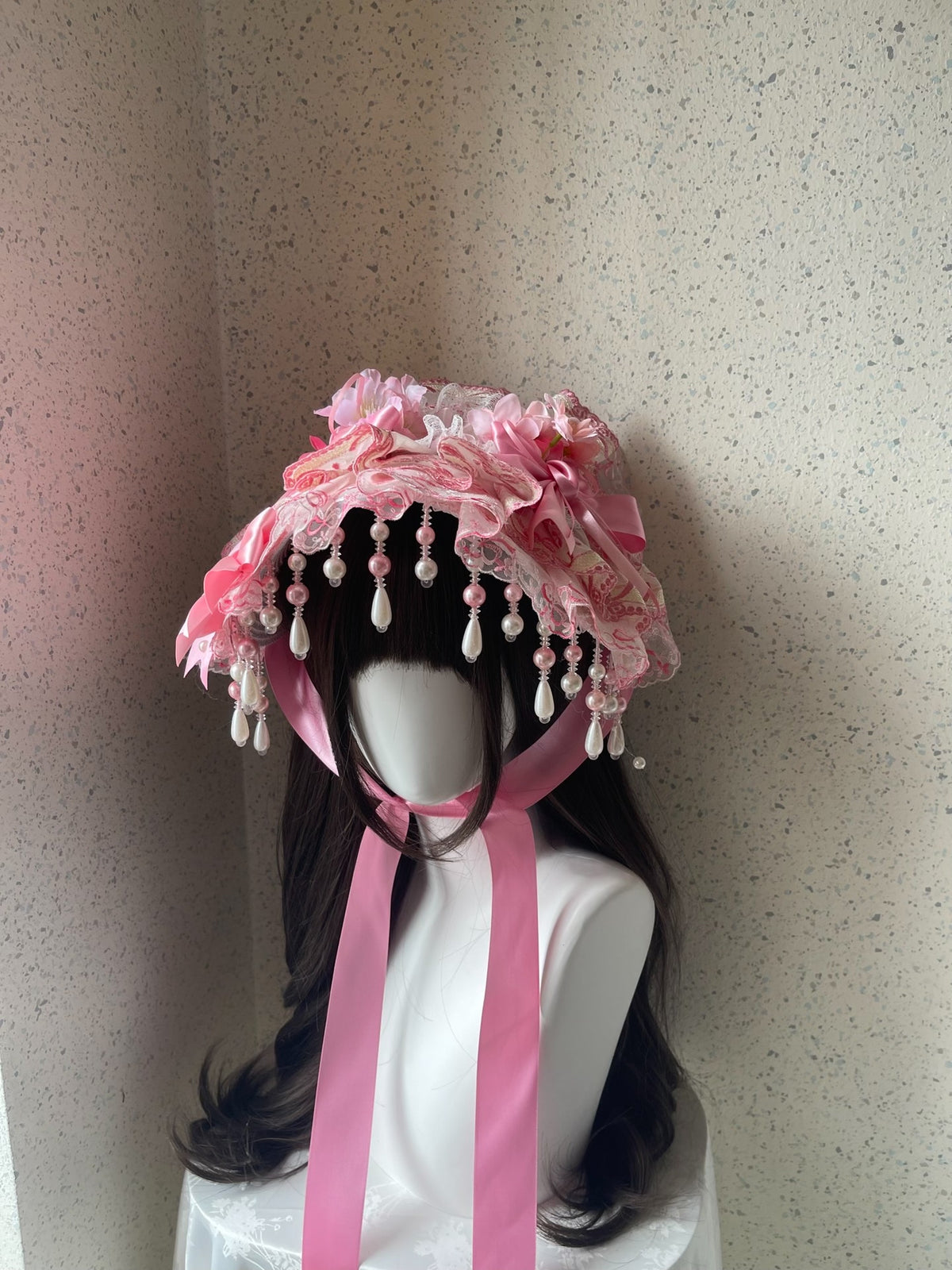 Lolita Bonnet with Beaded Fringe
