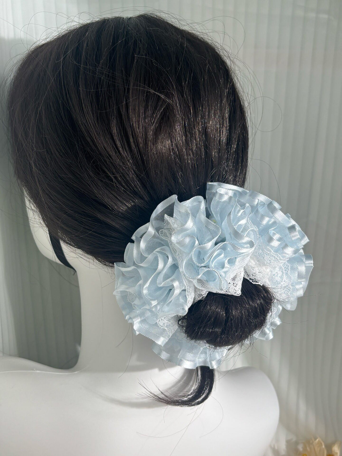Mint Green Satin Lace Scrunchie