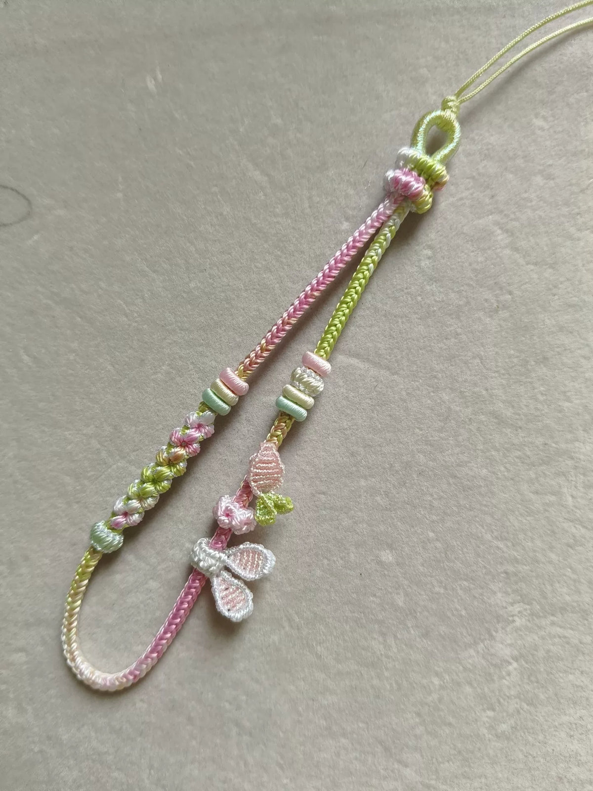 Handwoven Pink Green Gradient Phone Lanyard