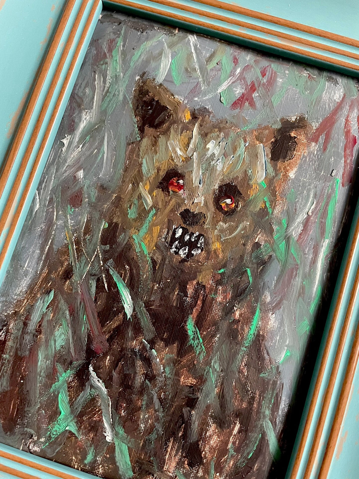 Hand Painted Bear Oil Painting Framed