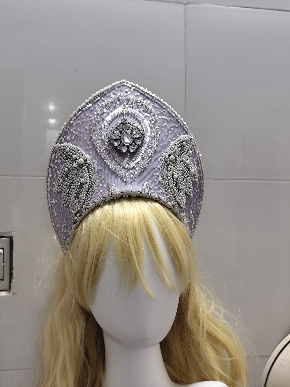 Lavendel Kokoshnik Lolita-krona med strass