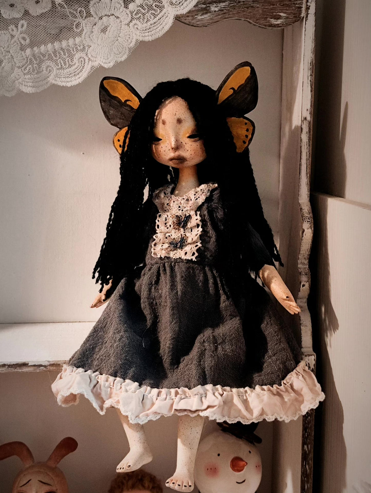 Handcrafted Art Doll with Moth Wings