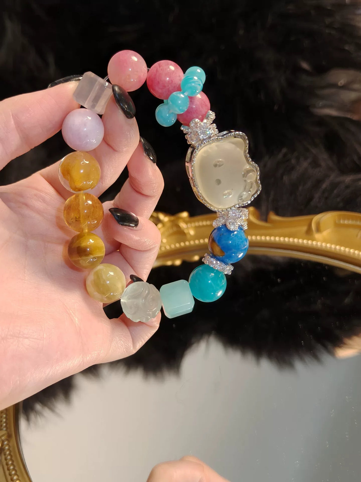 Bracciale con perline in cristallo Hello Kitty